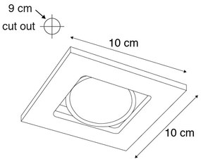 Set van 10 inbouwspots zwart verstelbaar - Qure Design, Modern GU10 vierkant Binnenverlichting Lamp