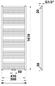 Sapho Grunt radiator 160x50cm 776W zwart mat