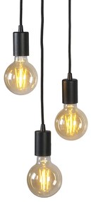 Smart Industriële hanglamp met dimmer zwart incl. Wifi G95 3-lichts - Facil Design, Modern E27 cilinder / rond Binnenverlichting Lamp