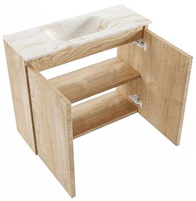 Mondiaz Ture DLux toiletmeubel 60cm washed oak met wastafel frappe midden met kraangat