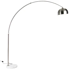Booglamp staal met witte marmeren voet met kap staal - XXL Modern E27 Binnenverlichting Lamp