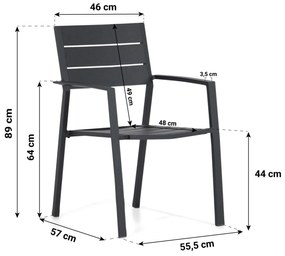 Tuinset 4 personen 170 cm Aluminium Grijs Lifestyle Garden Furniture Stella/Villagio