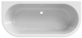 Xenz Charley half-vrijstaand bad - 165x76x58 - rond overloopgat - zonder afvoer - Acryl - wit glans 7020-01-ROZA