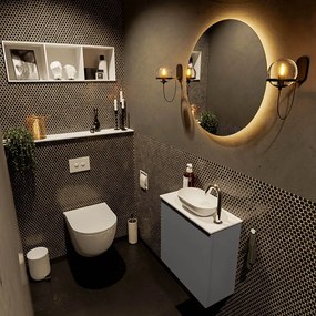 Mondiaz Fowy toiletmeubel 50cm dark grey met witte waskom rechts en kraangat