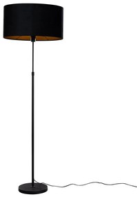 Vloerlamp zwart met ovale velours kap zwart 50cm - Parte Modern, Klassiek / Antiek E27 rond Binnenverlichting Lamp