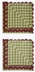 Set Van 2 Servetten Van Katoen Isvel Cedar-groen - Tapioca-beige - Sklum