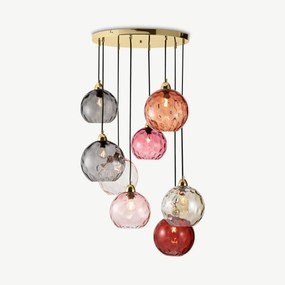 Ilaria extra grote cluster hanglamp, meerkleurig en messing