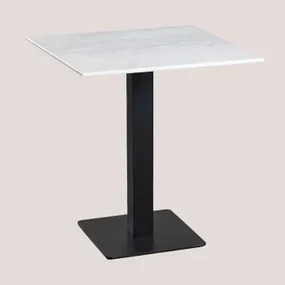 Vierkante Bartafel In Livanto-marmer Wit Marmer & ↔︎ 70 Cm & Zwart - Sklum