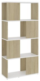 vidaXL Boekenkast/kamerscherm 60x24x124,5 cm wit sonoma eikenkleurig