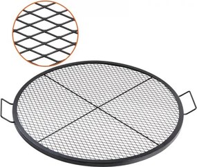 VEVOR X-Marks vuurkorf grillrooster, Φ 910 x 25 mm Kampvuur BBQ stalen grillrooster met handvat en X-Wire ondersteuning, draagbaar kampeerkookgerei voor buitenfeesten en bijeenkomsten, zwart