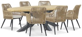 Tuinset 6 personen 240 cm Aluminium/wicker Taupe Coco Vedra/Diogo