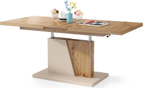 Mazzoni GRAND NOIR artisanaal eiken / beige, salontafel, uitschuifbaar