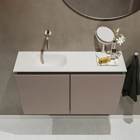 Mondiaz Ture 80cm toiletmeubel smoke met wastafel talc links geen kraangat