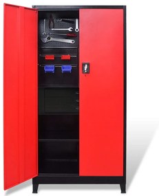 vidaXL Gereedschapskast met kist 90x40x180 cm staal rood en zwart