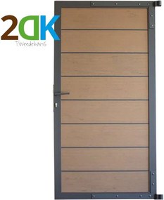 Tweedekans - Tuindeur aluminium antraciet frame Modular - composiet bruin gevlamd (90 x 180 cm)