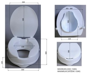 Sapho Handicap verhoogde toiletbril met deksel wit