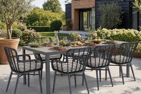Tuinset 6 personen 200 cm Aluminium/Wicker Zwart De Laan Projects