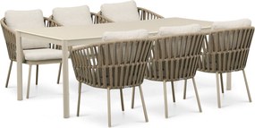 Tuinset 6 personen 220 cm Rope Zand/Beige Coco Elara/Como