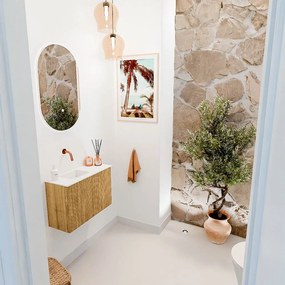 Mondiaz Joya 60cm toiletmeubel oak met wastafel faye links zonder kraangat talc