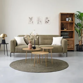 LABEL51 Vloerkleed rond Jute XXL 180x180 cm legerkleurig