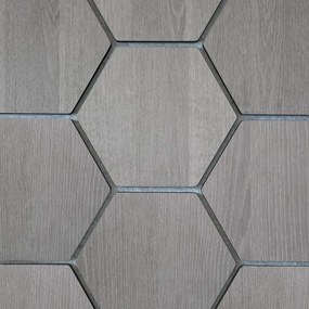 Hexagon Panel Grijs Walnoot met Grijs Vilt 81CM | Akoestisch | Wanddecor | Zeshoekig- Grijs vilt