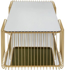 Kare Design Wire Double Rechthoekige Salontafel Goud Met Glasplaat - 119.5 X 60cm.