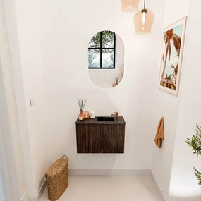 Mondiaz Joya DLux 60cm toiletmeubel walnut met wastafel faye rechts 1 kraangat lava