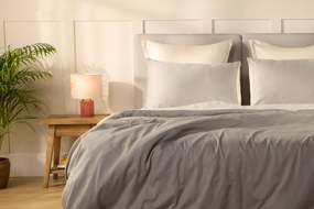 Emma Satijn Dekbedovertrek 140x200 cm Grijs/Blauw&amp;Ivoor