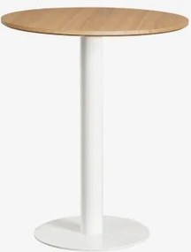 Ronde Barkruktafel Van Mdf Xiren Ø70 Cm & Natuurlijk Houtbruin - Wit - Sklum