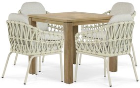 Tuinset 4 personen 100 cm Aluminium/rope Taupe Coco Barcelona/Brighton