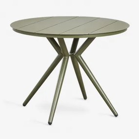 Ronde Aluminium Eettafel Valerie Ø100 Cm & Groen – Intens Olijf - Sklum