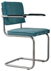 Zuiver Ridge Rib Eetkamerstoel Ribstof Met Arm Blauw