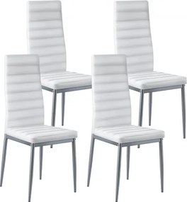 VEVOR Moderne eetkamerstoel (4 stuks) Elegante gestoffeerde leren stoel (draagvermogen 136 kg) voor eettafels, ruimtebesparende keukentafelstoel met dikke kussens en metalen poten, witte cafetariastoel