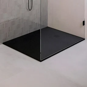 BRAUER Relievo Crag Douchebak 140x100cm antislip antibacterieel mineraalmarmer mat zwart DB-RC100X140Z