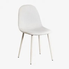 Set Van 4 Eetkamerstoelen In Stof En Staal Glamm Deluxe Beige – Crème & Corduroy Beige – Linnen - Sklum