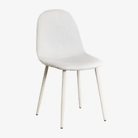 Set Van 4 Eetkamerstoelen In Stof En Staal Glamm Deluxe Beige – Crème & Corduroy Beige – Linnen - Sklum