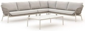 Hoek loungeset Bellagio  | 6 personen | Loungeset Beige/Wit | Hoekbank Aluminium | 328x255cm | Kees Smit Tuinmeubelen