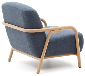 Kave Home Sylo Blauwe Fauteuil Met Houten Armleuningen