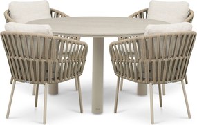 Tuinset Ronde Tuintafel 4 personen 140 cm Rope Zand/Beige Coco Elara/Trino