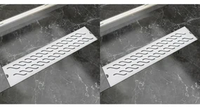 vidaXL Doucheafvoer 2 st rechthoekig golvend 530x140 mm roestvrij staal