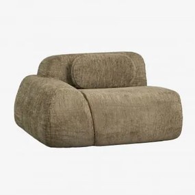 Linker Hoekmodule Met Armleuning Voor Modulaire Bank In Chenille, Vacuüm Verpakt Merida Chenille Dik Saliegroen - Sklum