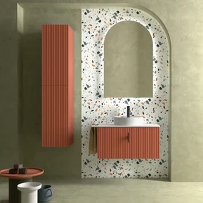 Muebles Raya onderkast ribbelfront 80cm met 1 softclose lade en binnenlade terracotta