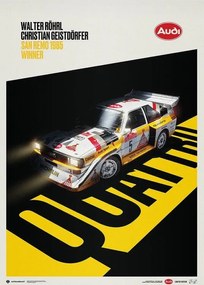 Kunstdruk AUDI QUATTRO S1 - SHADOW - WALTER RÖHRL & CHRISTIAN GEISTDÖRFER - SAN REMO 1985, Automobilist