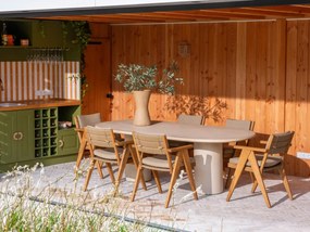 4 Seasons Outdoor Mats tuinset teak met Hampton tuintafel 240  cm Tuinset   beige weerbestendig