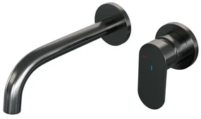 Brauer Gunmetal Edition Wastafelmengkraan inbouw - gebogen uitloop links - hendel breed plat - model C 1 - PVD - geborsteld gunmetal 5-GM-004-B3-65