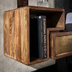 Hangende Nachtkastjes Hout En Goud - 42x30x30cm.