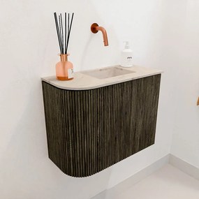 Mondiaz Joya DLux 50cm toiletmeubel ronding links shadow met wastafel faye rechts zonder kraangat frappe