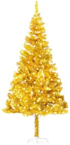 vidaXL Kunstkerstboom met LED's en standaard 240 cm PET goudkleurig