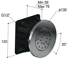 Hotbath Mate M130 inbouw bodyjet rond geborsteld nikkel