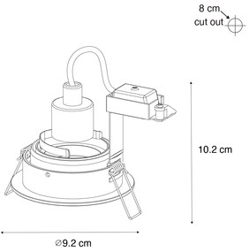 Set van 6 Inbouwspot donkerbrons rond draai en kantelbaar - Chuck GU10 Binnenverlichting Lamp